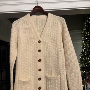 Handmade sweater womens wood buttons sz med  Beige Cable Knit Cardigan